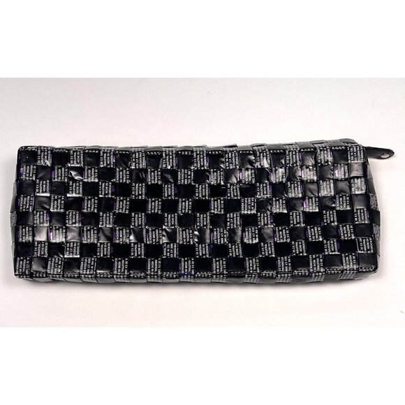 NAHUI OLLIN Womens 12"x5" Black/Purple Wrapper Envelope CLUTCH Handbag Purse EUC - Picture 3 of 7